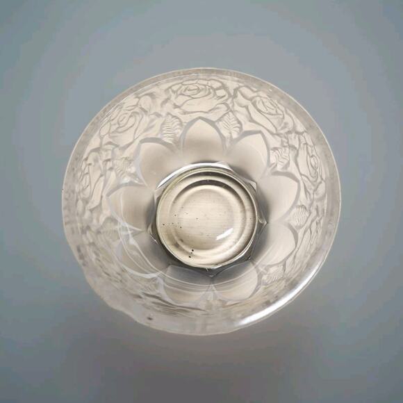 VINTAGE TOWLE WILLIAM ADAMS WA ITALY FROSTED GLASS RELIEF ROSE BOWL SILVERPLATE - Picture 2 of 4